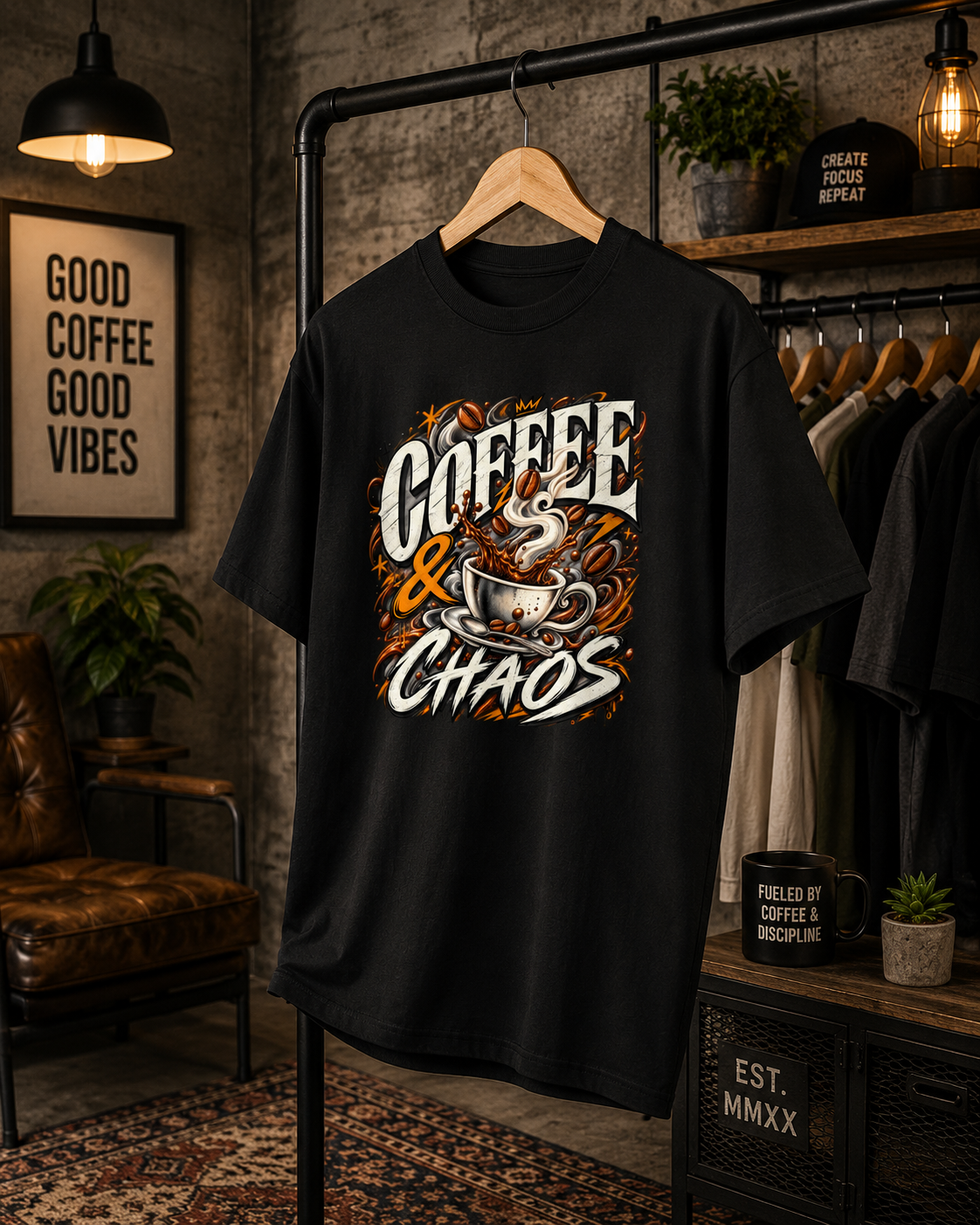 Coffee and Chaos T Shirt
