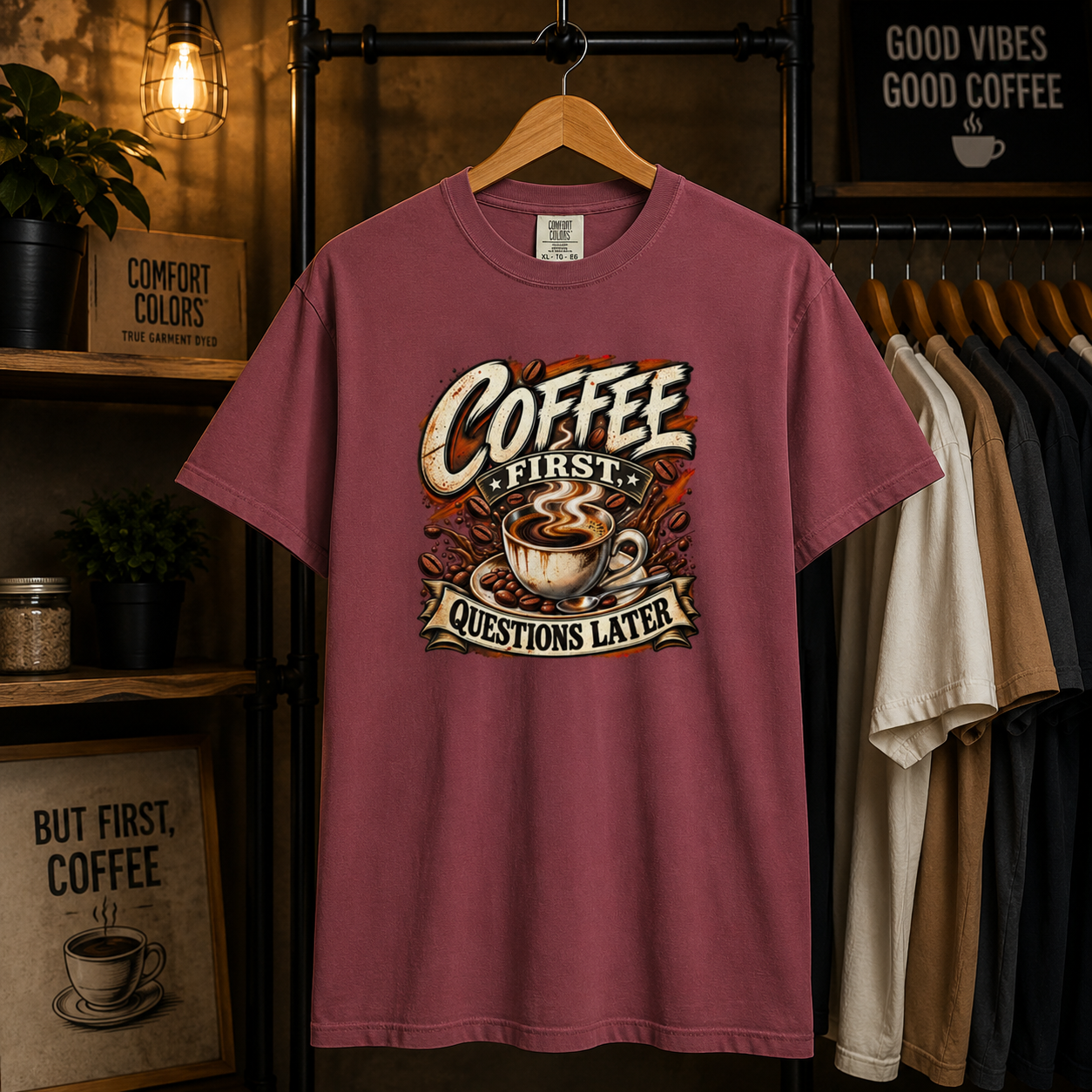 Coffee First Questions Later  T-Shirt