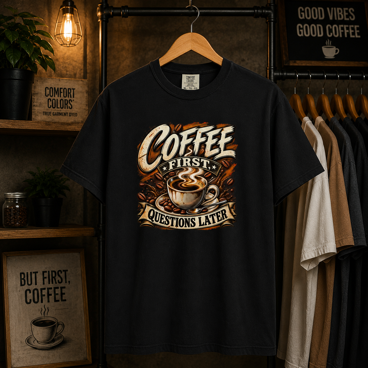 Coffee First Questions Later  T-Shirt