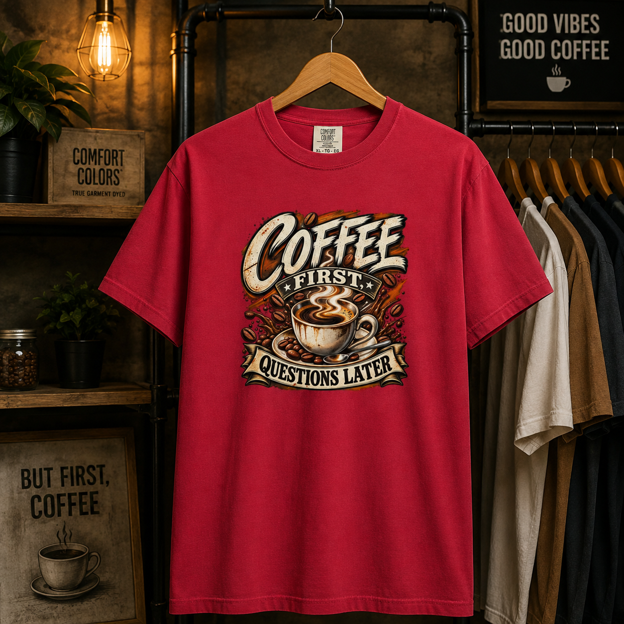 Coffee First Questions Later  T-Shirt