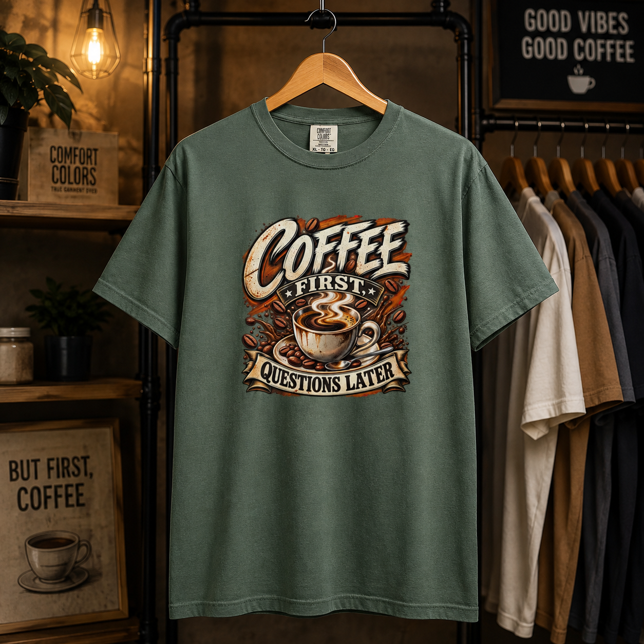 Coffee First Questions Later  T-Shirt